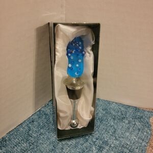Blue Glass Wine Stopper